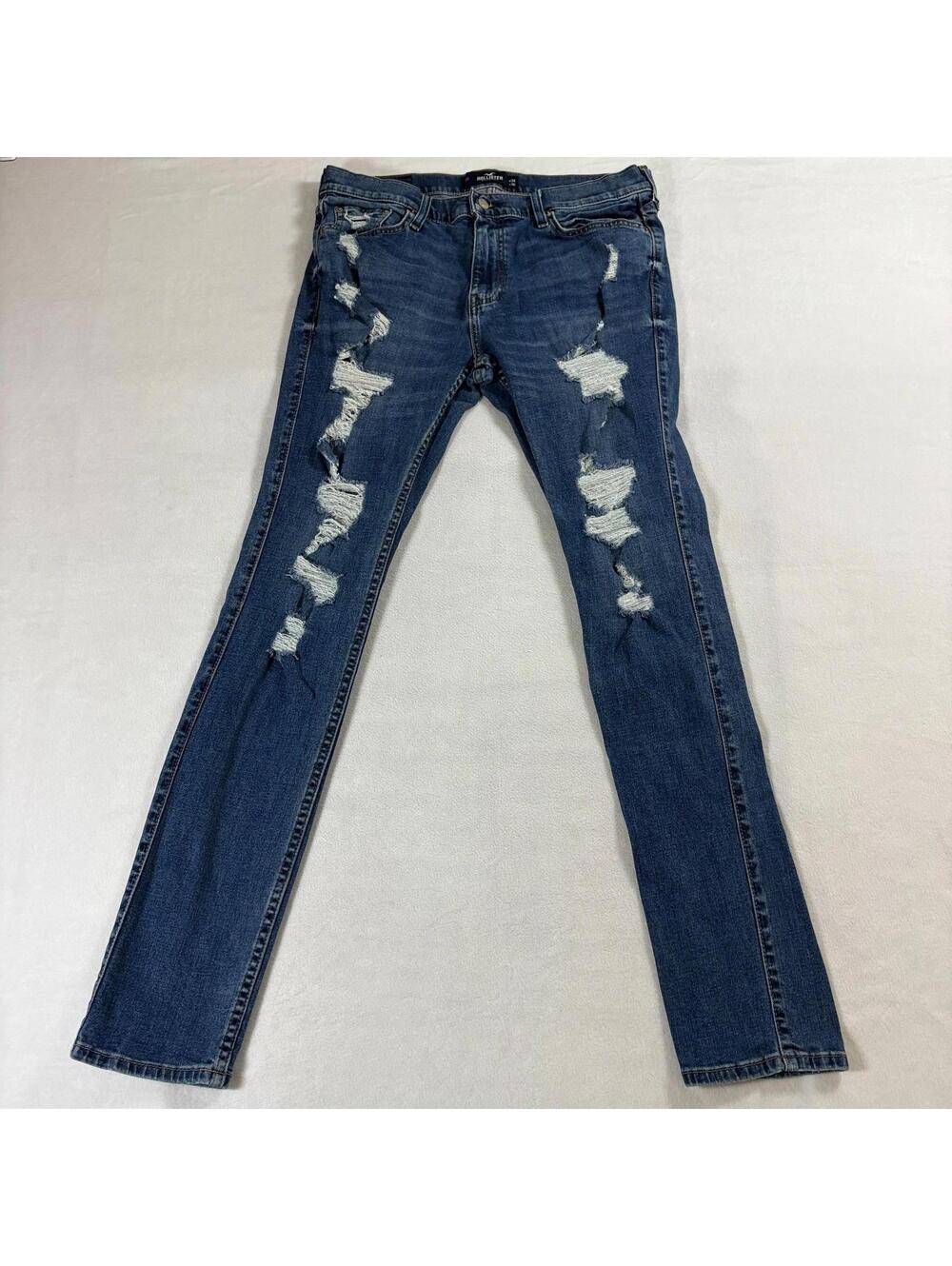 Distressed Skinny Jeans Mens Hollister Epic Flex 34x30 Fits Like 33X31 Y2K